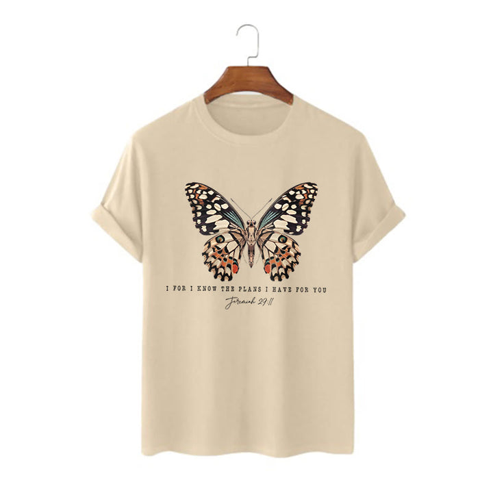 Christianartworkshop Modern Style Quote Butterfly Jeremiah 29:11 Short Sleeve T-shirt - Khaki - 2XL - image 4