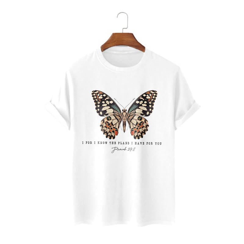 Christianartworkshop Modern Style Quote Butterfly Jeremiah 29:11 Short Sleeve T-shirt - White - 2XL - image 2