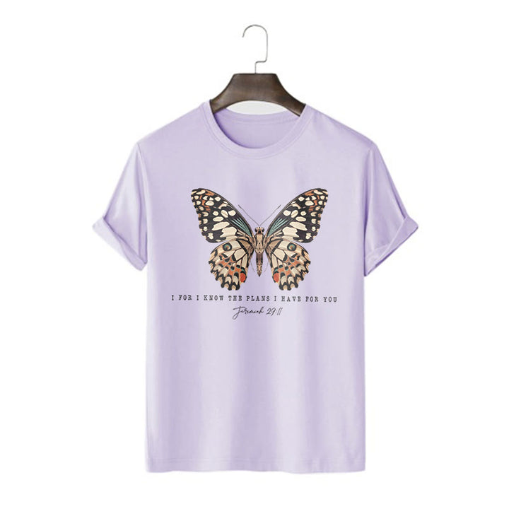 Christianartworkshop Modern Style Quote Butterfly Jeremiah 29:11 Short Sleeve T-shirt - Purple - 2XL - image 12