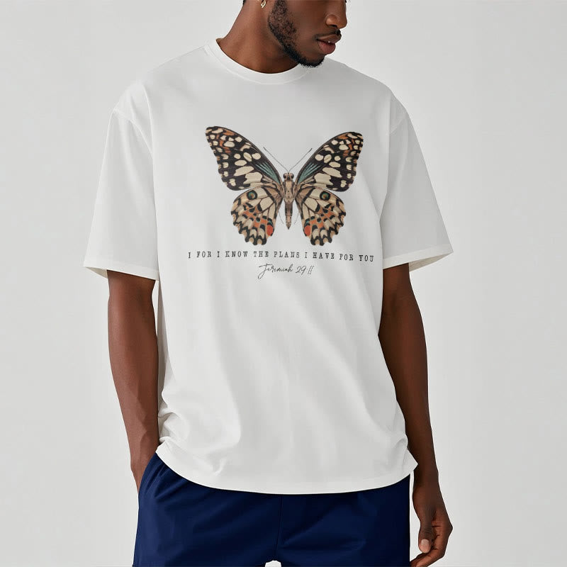 Christianartworkshop Modern Style Quote Butterfly Jeremiah 29:11 Short Sleeve T-shirt - image 3