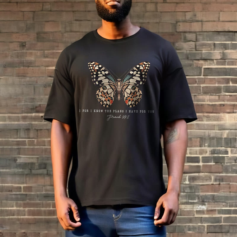 Christianartworkshop Modern Style Quote Butterfly Jeremiah 29:11 Short Sleeve T-shirt - image 2