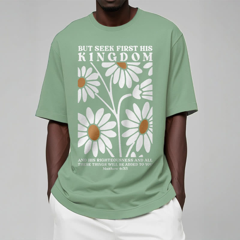 Christianartworkshop Quotation Style Matthew 6:33 But Seek First His Kingdom Floral Short Sleeve T-shirt - image 10