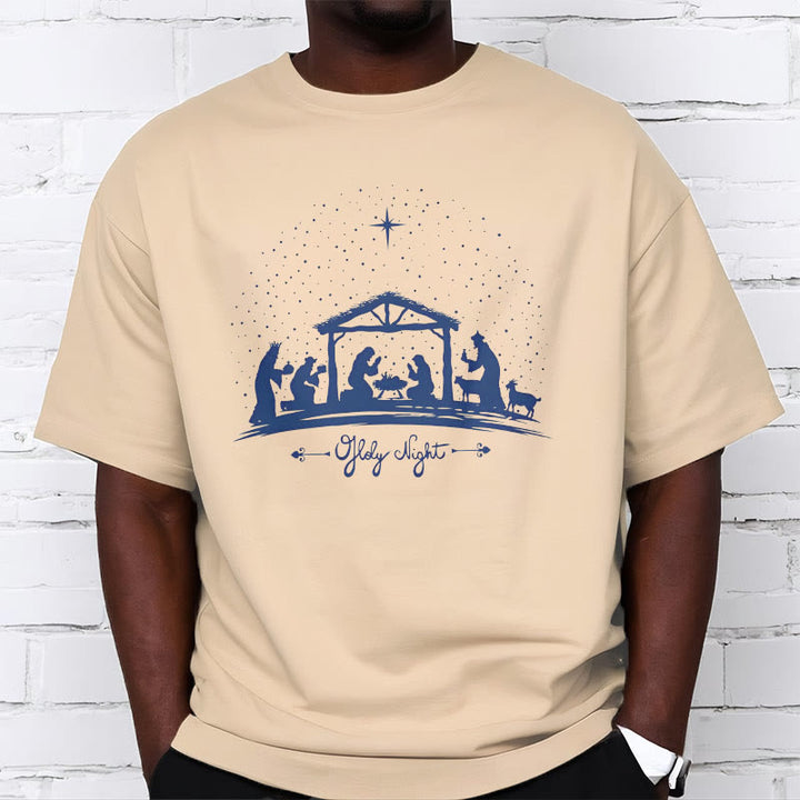 Christianartworkshop Modern Style Nativity Scene Holy Night Silhouett Short Sleeve T-shirt - image 8