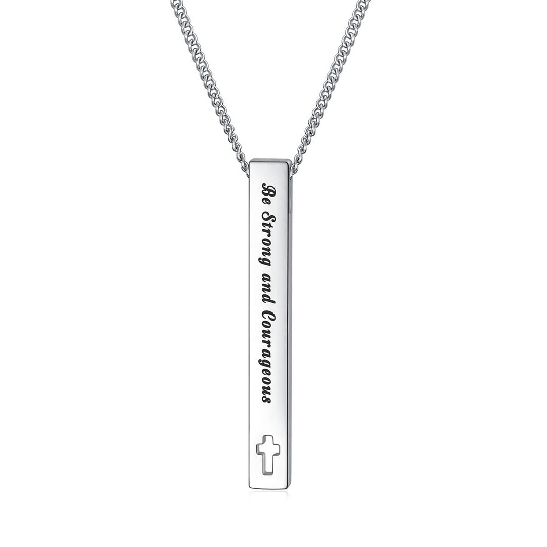 Christianartworkshop Minimalist Design Style Bible Verse Strength Faith Inspiration Pendant Necklace (8 Verses) - Be Strong and Courageous - image 5