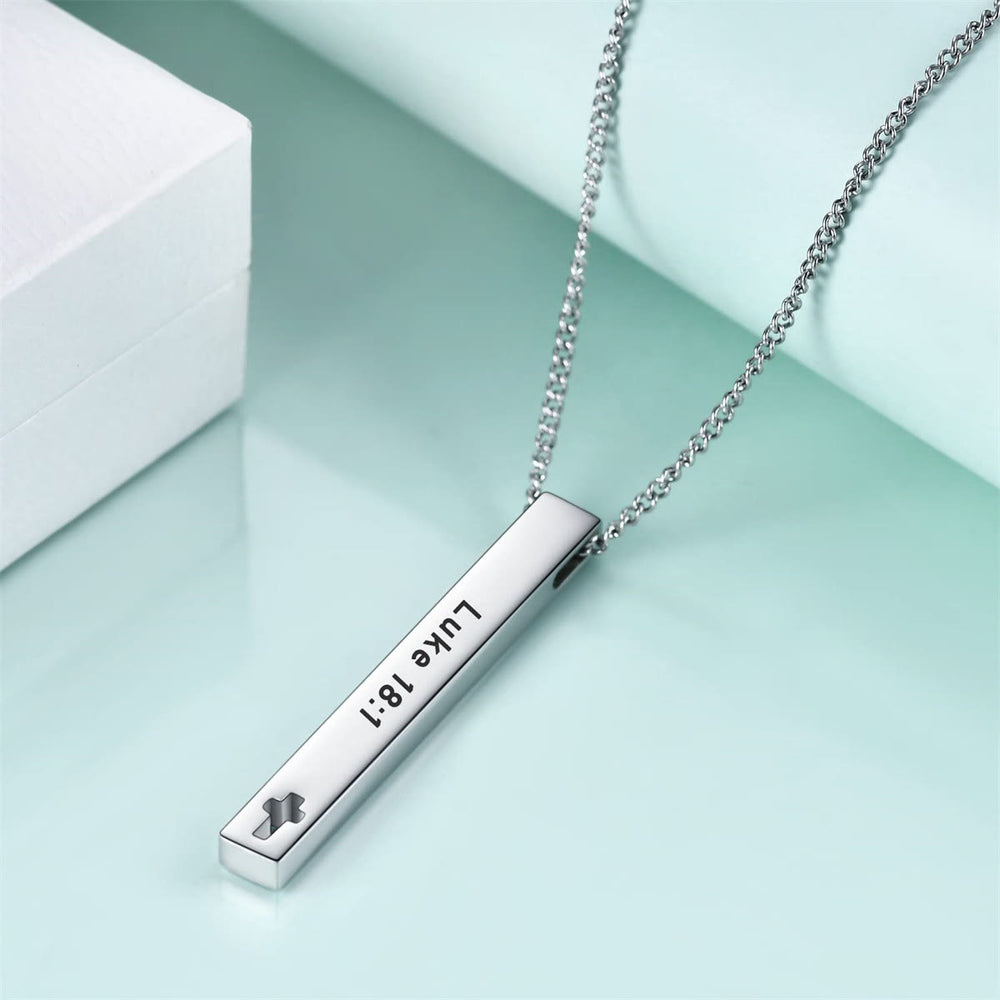 Christianartworkshop Minimalist Design Style Bible Verse Strength Faith Inspiration Pendant Necklace (8 Verses) - image 1