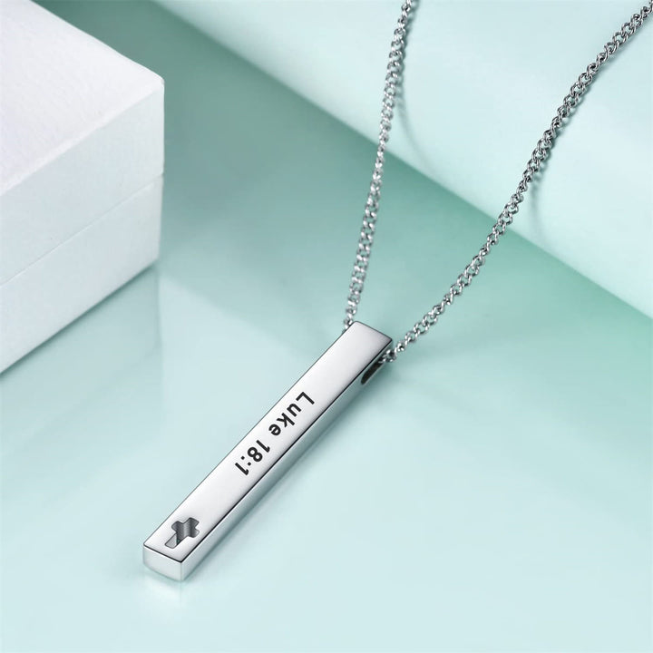 Christianartworkshop Minimalist Design Style Bible Verse Strength Faith Inspiration Pendant Necklace (8 Verses) - image 1