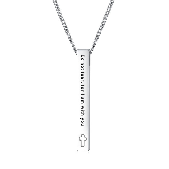 Christianartworkshop Minimalist Design Style Bible Verse Strength Faith Inspiration Pendant Necklace (8 Verses) - Do not fear for I am with you - image 7