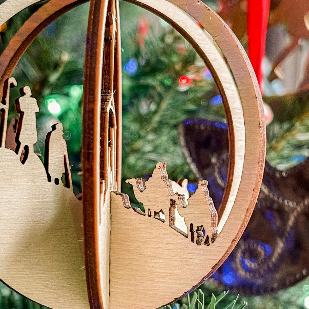 Christianartworkshop Rustic Style Nativity Scene Orb Wood Pendant Christmas Nativity Hanging Ornaments - image 6