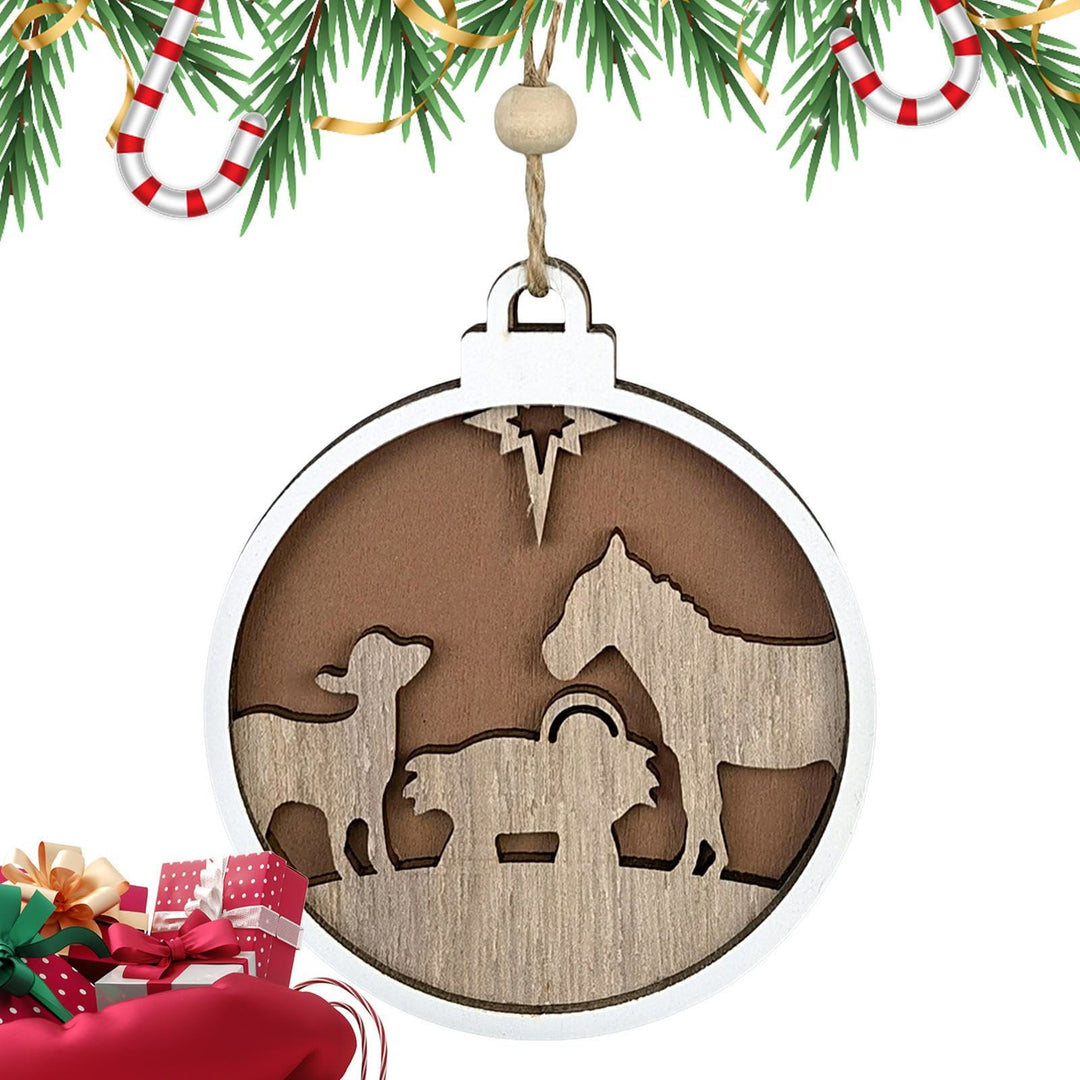 Christianartworkshop Minimalist Style Wooden Lamb Figure Nativity Scene Pendant Christmas Nativity Hanging Ornaments - image 1