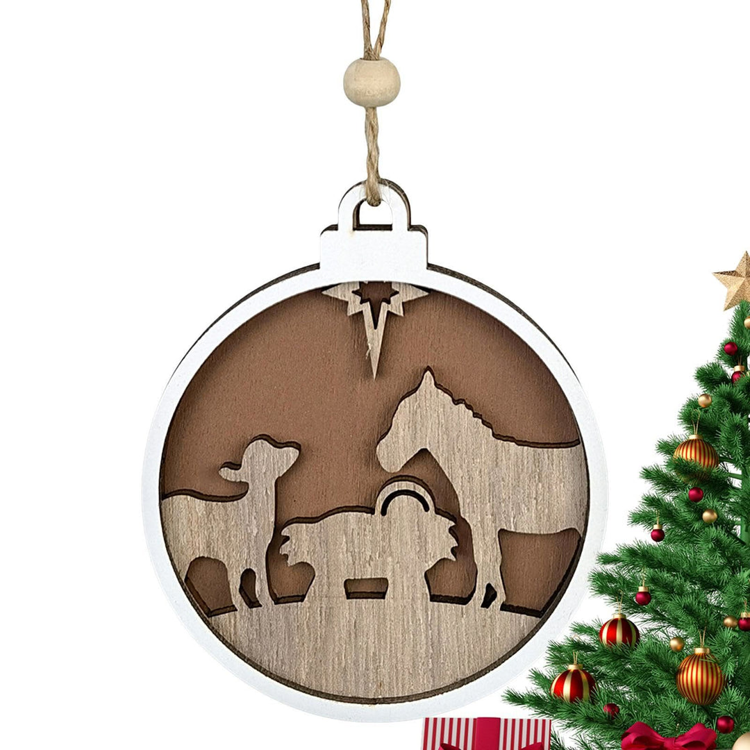 Christianartworkshop Minimalist Style Wooden Lamb Figure Nativity Scene Pendant Christmas Nativity Hanging Ornaments - image 2