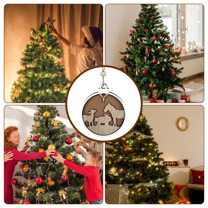 Christianartworkshop Minimalist Style Wooden Lamb Figure Nativity Scene Pendant Christmas Nativity Hanging Ornaments - image 4