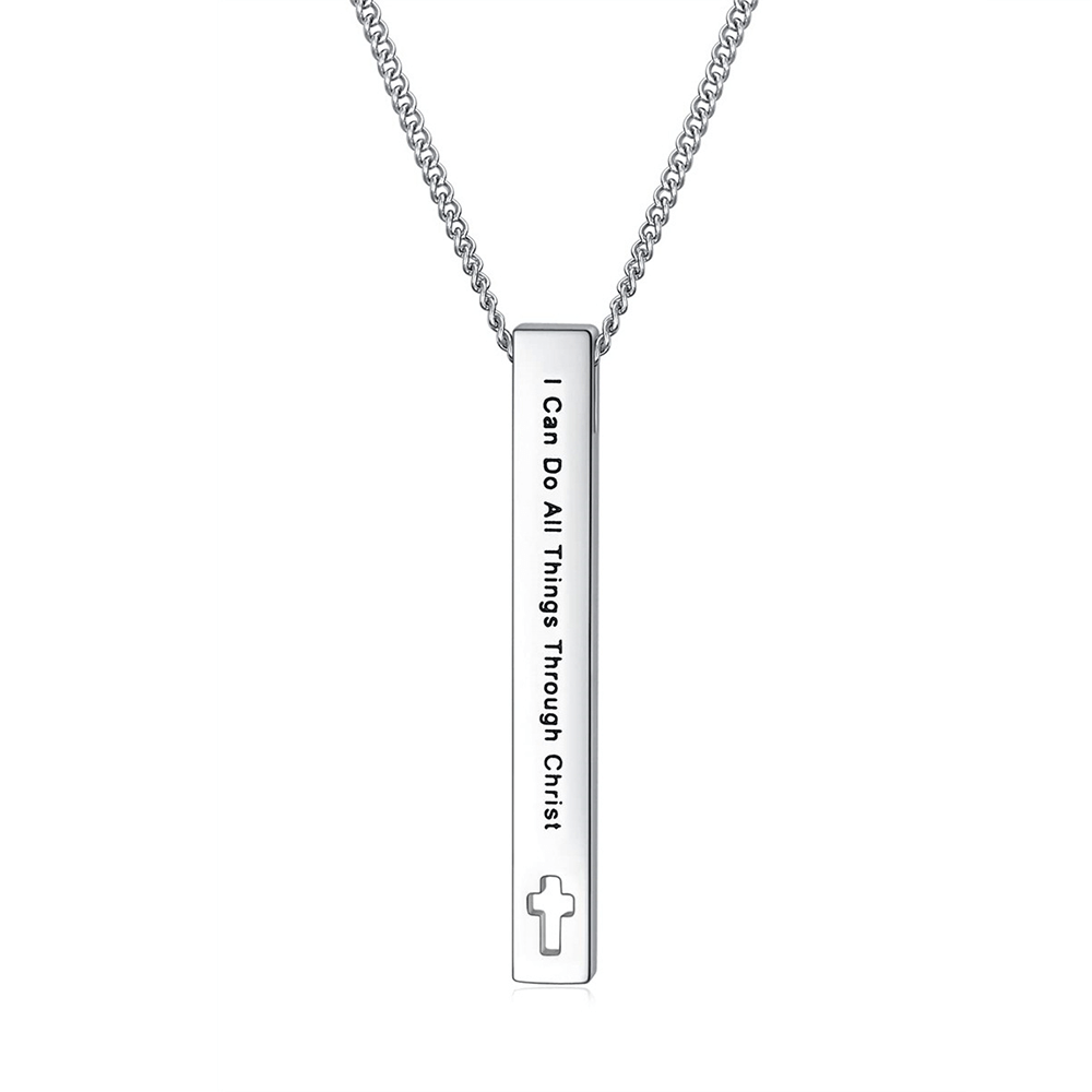 Christianartworkshop Minimalist Design Style Bible Verse Strength Faith Inspiration Pendant Necklace (8 Verses) - I Can Do All Things Through Christ - image 9