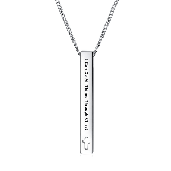 Christianartworkshop Minimalist Design Style Bible Verse Strength Faith Inspiration Pendant Necklace (8 Verses) - I Can Do All Things Through Christ - image 9
