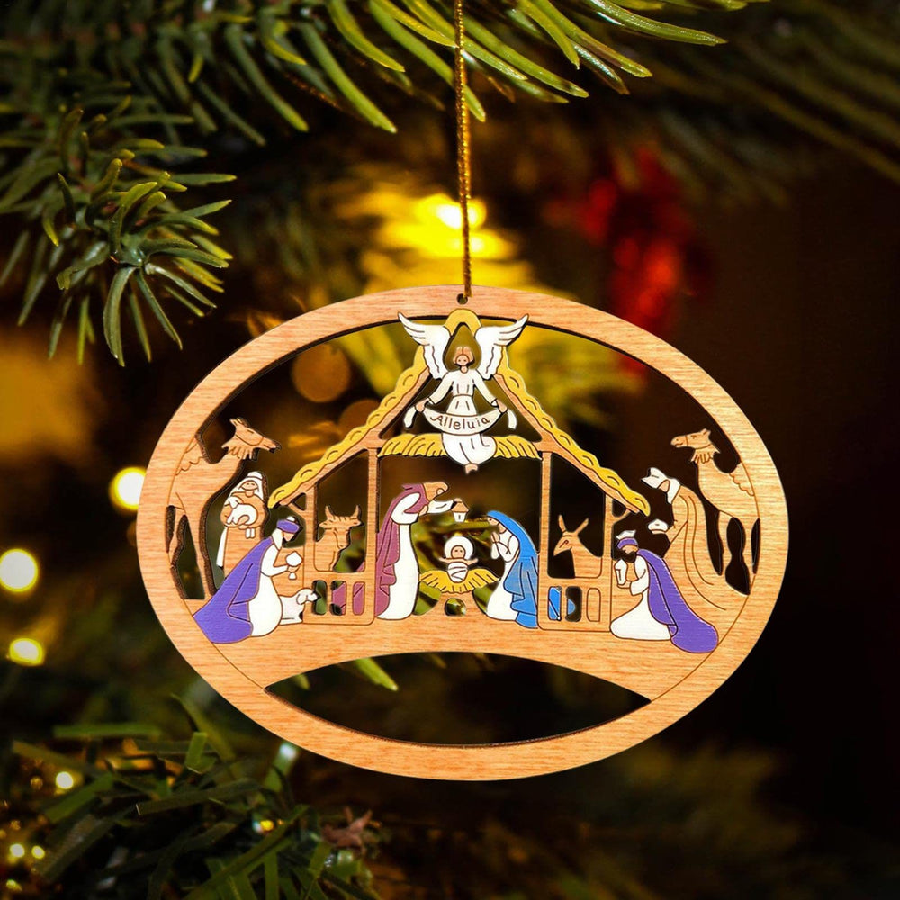 Christianartworkshop Colored Style Nativity Scene The Holy Family Christmas Nativity Hanging Ornaments - image 1