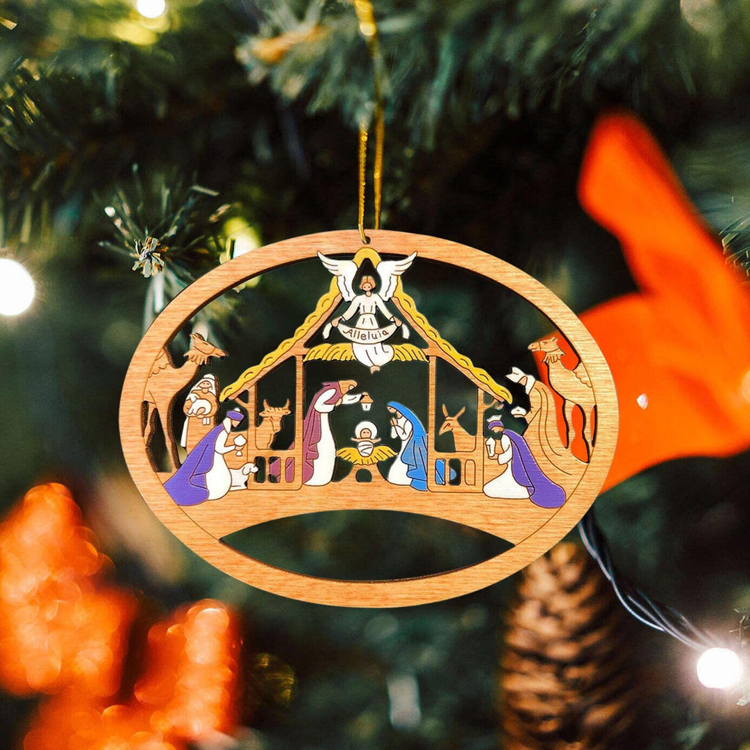 Christianartworkshop Colored Style Nativity Scene The Holy Family Christmas Nativity Hanging Ornaments - Nativity Scene - image 0