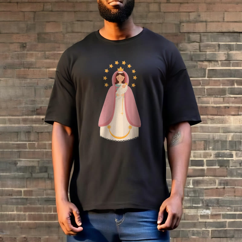 Christianartworkshop Minimalist Style Divine Virgin Mary and Child Short Sleeve T-shirt - image 3