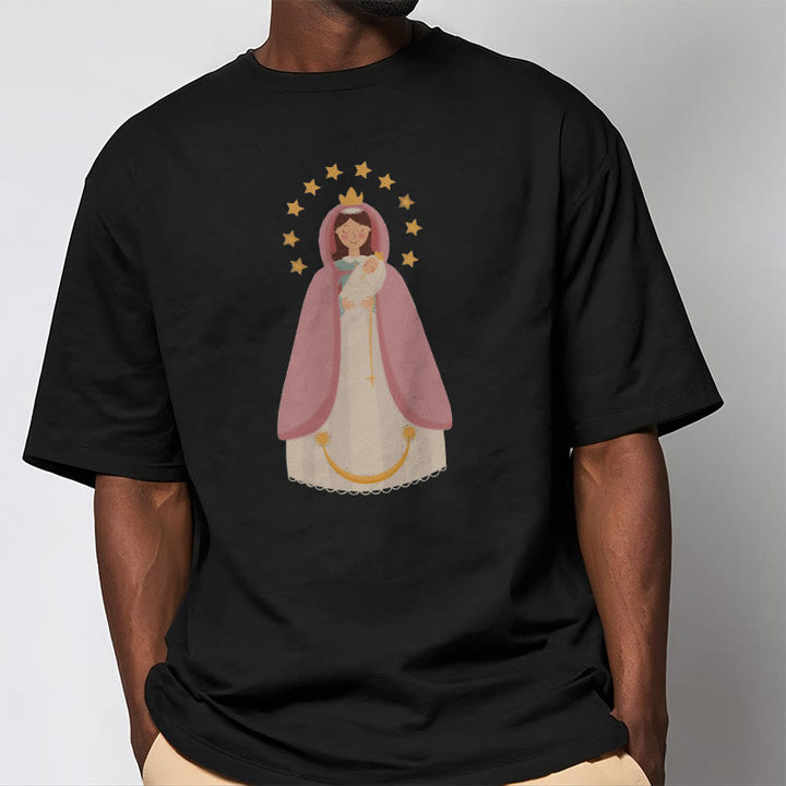 Christianartworkshop Minimalist Style Divine Virgin Mary and Child Short Sleeve T-shirt - image 2
