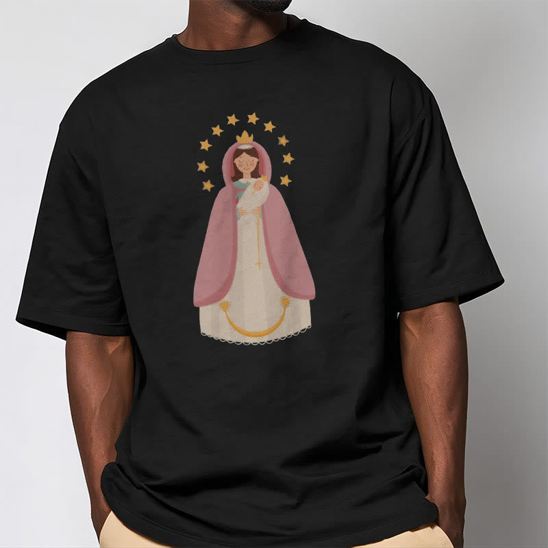 Christianartworkshop Minimalist Style Divine Virgin Mary and Child Short Sleeve T-shirt - image 2