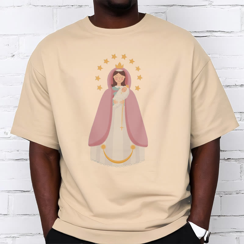 Christianartworkshop Minimalist Style Divine Virgin Mary and Child Short Sleeve T-shirt - image 9