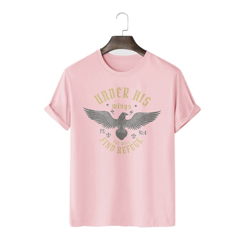 Christianartworkshop Modern Style Under His Wings You Will Find Refuge Short Sleeve T-shirt - Pink - 2XL - image 12
