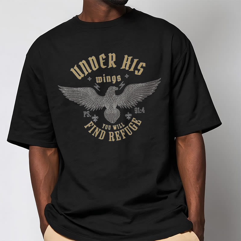 Christianartworkshop Modern Style Under His Wings You Will Find Refuge Short Sleeve T-shirt - image 1