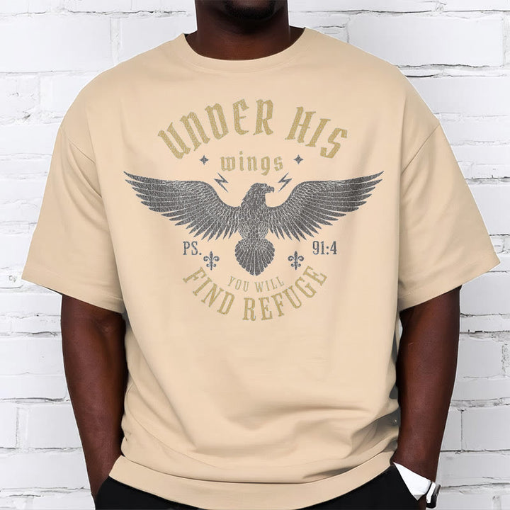 Christianartworkshop Modern Style Under His Wings You Will Find Refuge Short Sleeve T-shirt - image 7