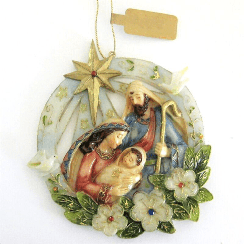 Christianartworkshop Classic Colored Style Stereo Nativity Scene Resin Christmas Nativity Hanging Ornaments - Nativity Scene - image 0