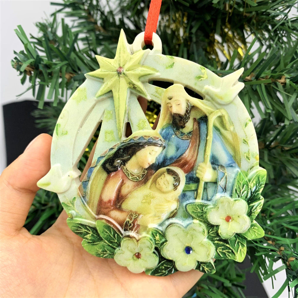 Christianartworkshop Classic Colored Style Stereo Nativity Scene Resin Christmas Nativity Hanging Ornaments - image 1