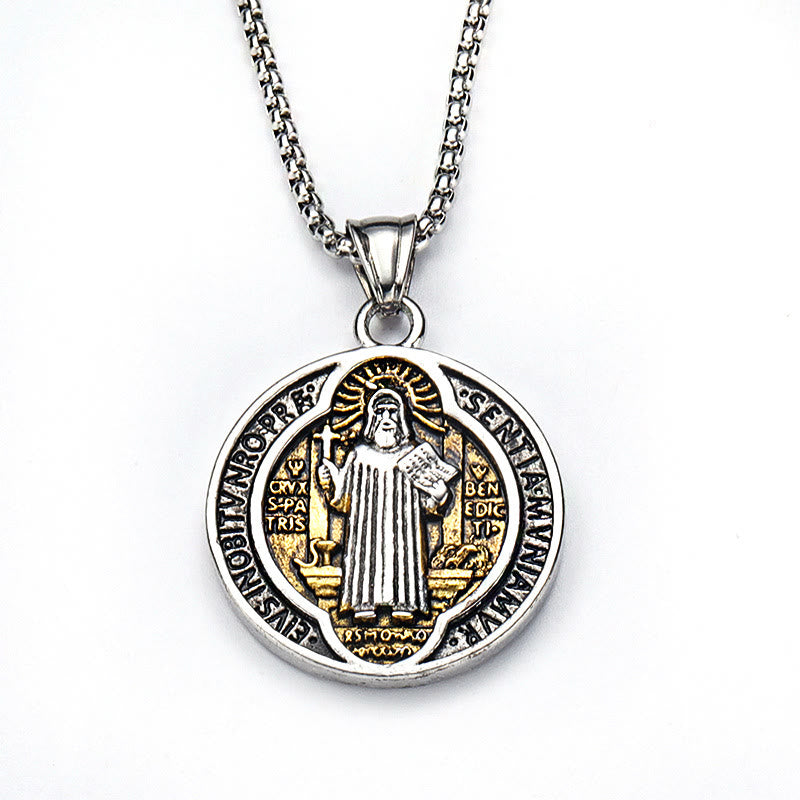 Christianartworkshop Classic Retro Style Crafted St. Benedict Sacred Protection Pendant Necklace - image 8