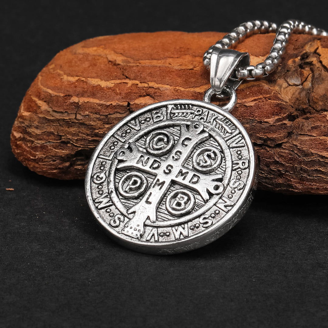 Christianartworkshop Classic Retro Style Crafted St. Benedict Sacred Protection Pendant Necklace - image 4