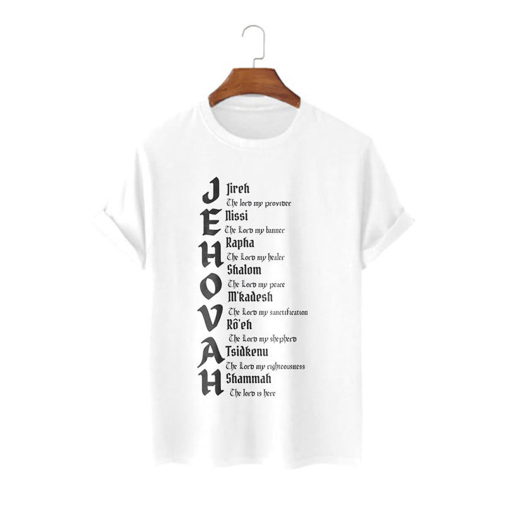 Christianartworkshop Minimalist Style Names Of Jehovah Short Sleeve T-shirt - White - 2XL - image 2