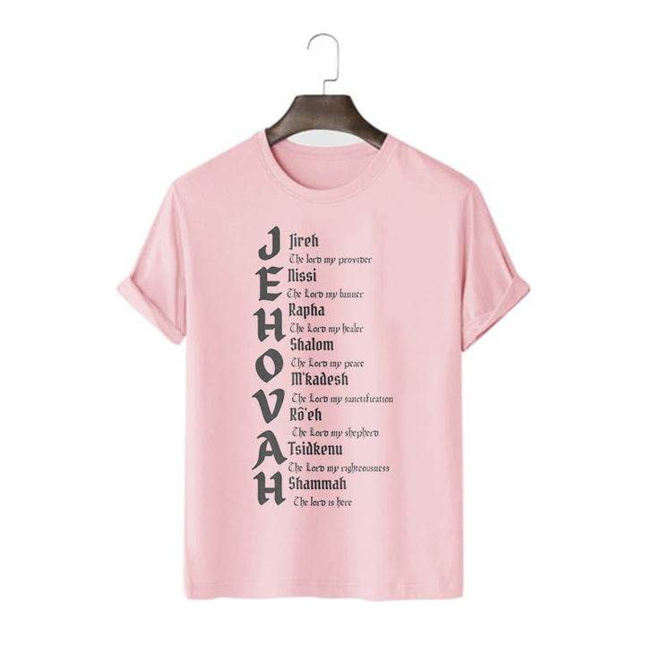Christianartworkshop Minimalist Style Names Of Jehovah Short Sleeve T-shirt - Pink - 2XL - image 12