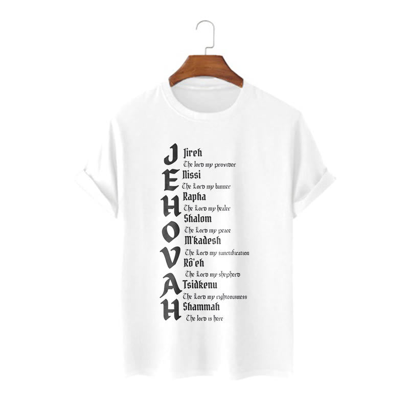 Christianartworkshop Minimalist Style Names Of Jehovah Short Sleeve T-shirt - White - 2XL - image 3