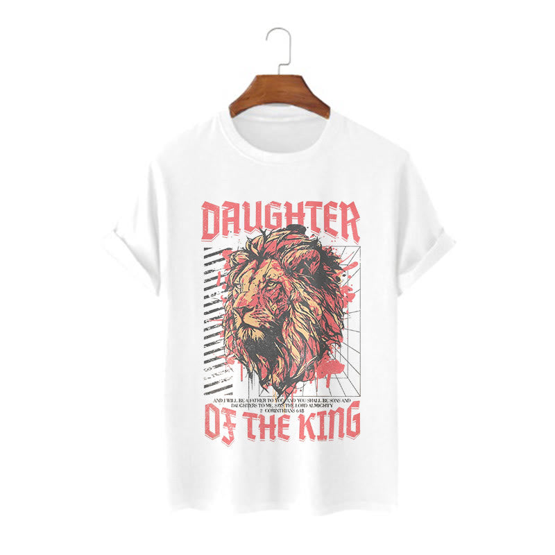 Christianartworkshop Modern Style Daughter Of The King Lion Head Short Sleeve T-shirt - White - 2XL - image 0