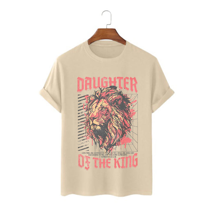 Christianartworkshop Modern Style Daughter Of The King Lion Head Short Sleeve T-shirt - Khaki - 2XL - image 4