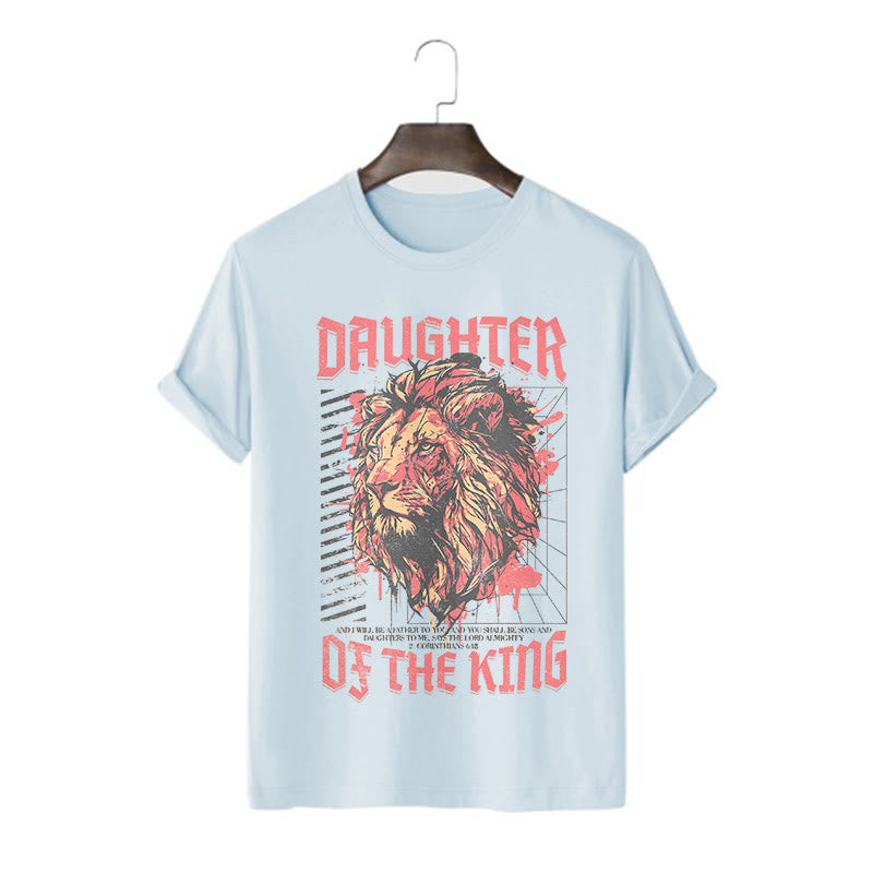 Christianartworkshop Modern Style Daughter Of The King Lion Head Short Sleeve T-shirt - Blue - 2XL - image 9