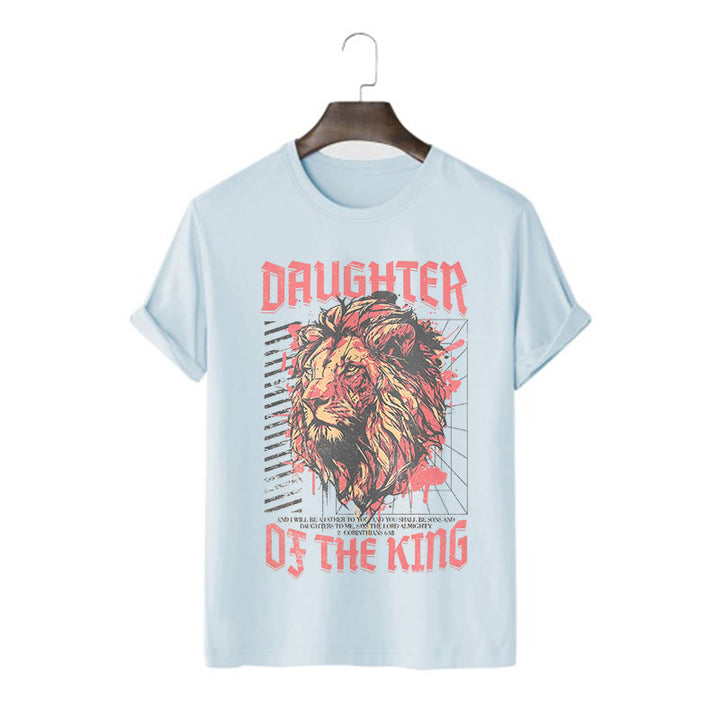Christianartworkshop Modern Style Daughter Of The King Lion Head Short Sleeve T-shirt - Blue - 2XL - image 9