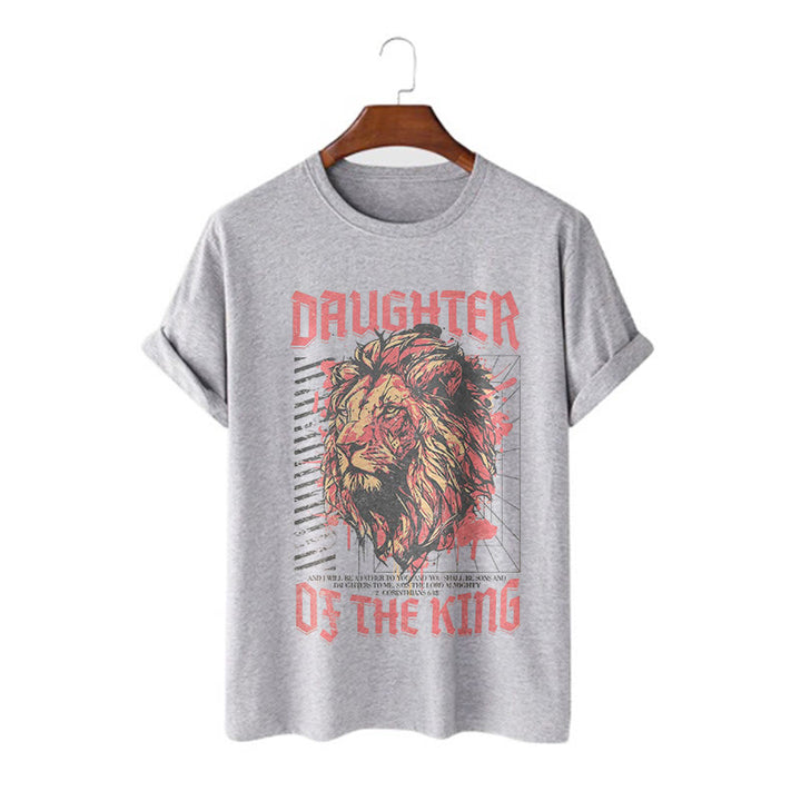 Christianartworkshop Modern Style Daughter Of The King Lion Head Short Sleeve T-shirt - Grey - 2XL - image 11