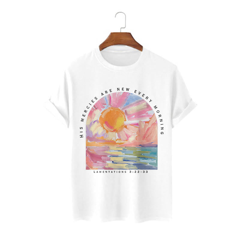 Christianartworkshop Colored Style His Mercies Are New Every Morning Short Sleeve T-shirt - White - 2XL - image 0