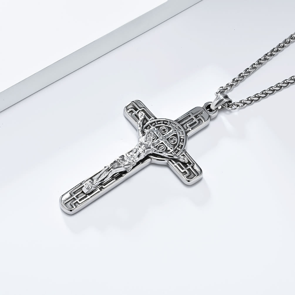 Christianartworkshop Classic Retro Style Crucifix St. Benedict Medal Protection Pendant Necklace - image 6