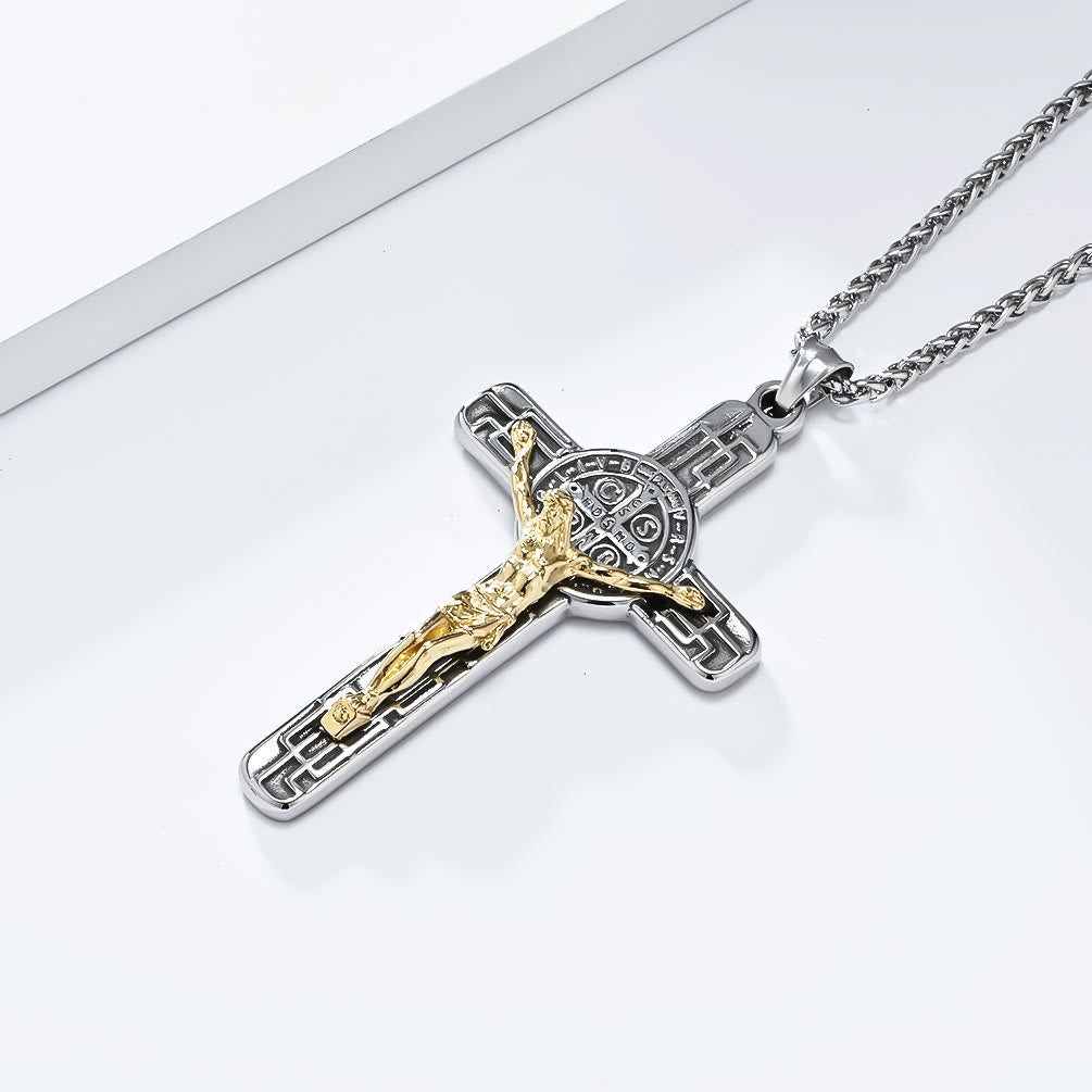 Christianartworkshop Classic Retro Style Crucifix St. Benedict Medal Protection Pendant Necklace - image 7