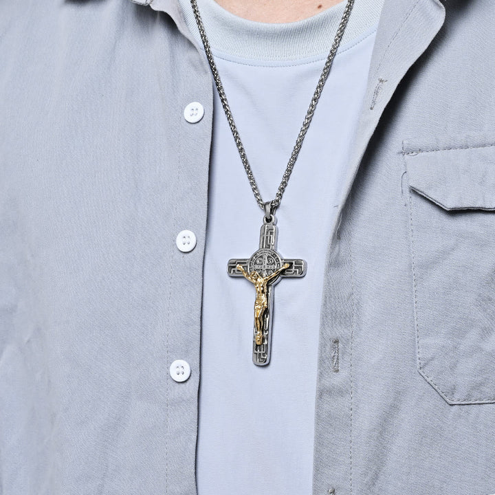 Christianartworkshop Classic Retro Style Crucifix St. Benedict Medal Protection Pendant Necklace - image 4