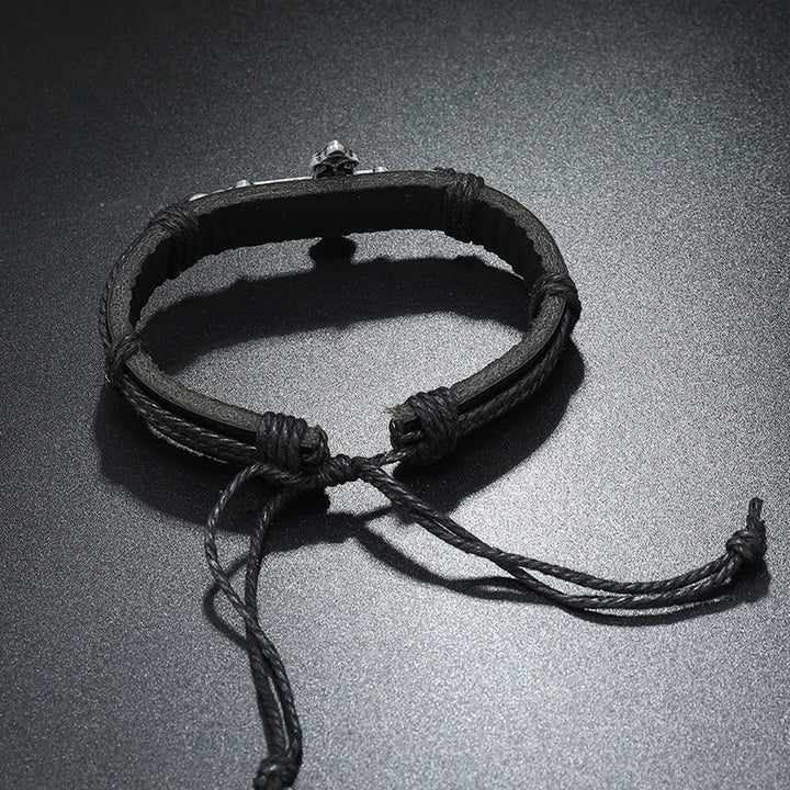 Christianartworkshop Old Crafted Style Cross Pendant Leather Drawstring Adjustable Faithful Bound Bracelet - image 5