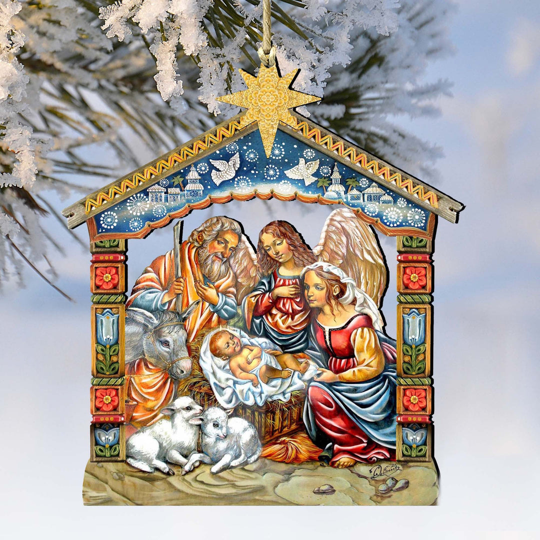 Christianartworkshop Colored Style Nativity Scene Star Topper Christmas Nativity Hanging Ornaments - Nativity Scene - image 0