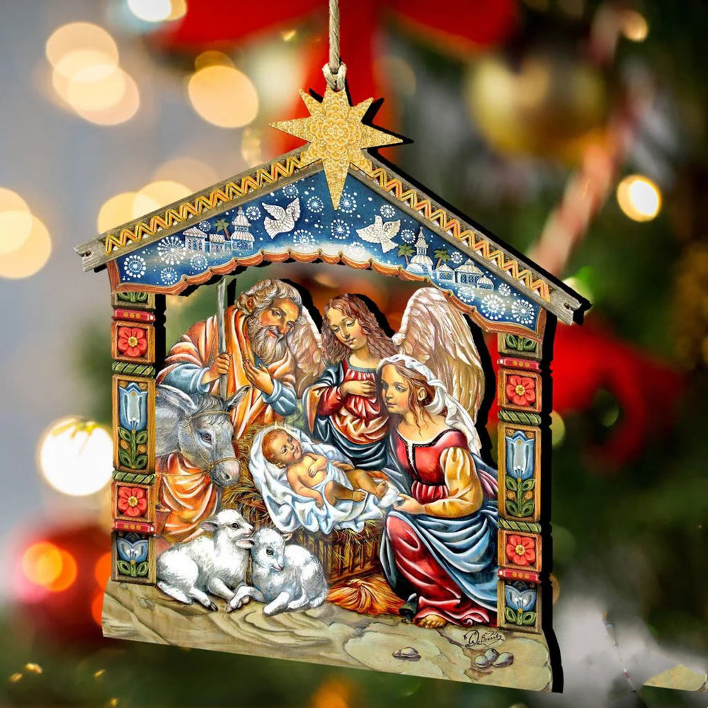 Christianartworkshop Colored Style Nativity Scene Star Topper Christmas Nativity Hanging Ornaments - image 1