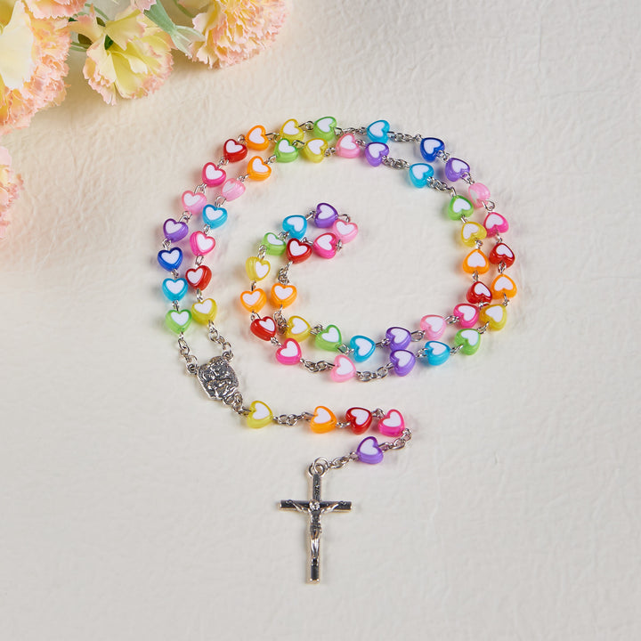 Rainbow Heart Colorful Rosary - image 5