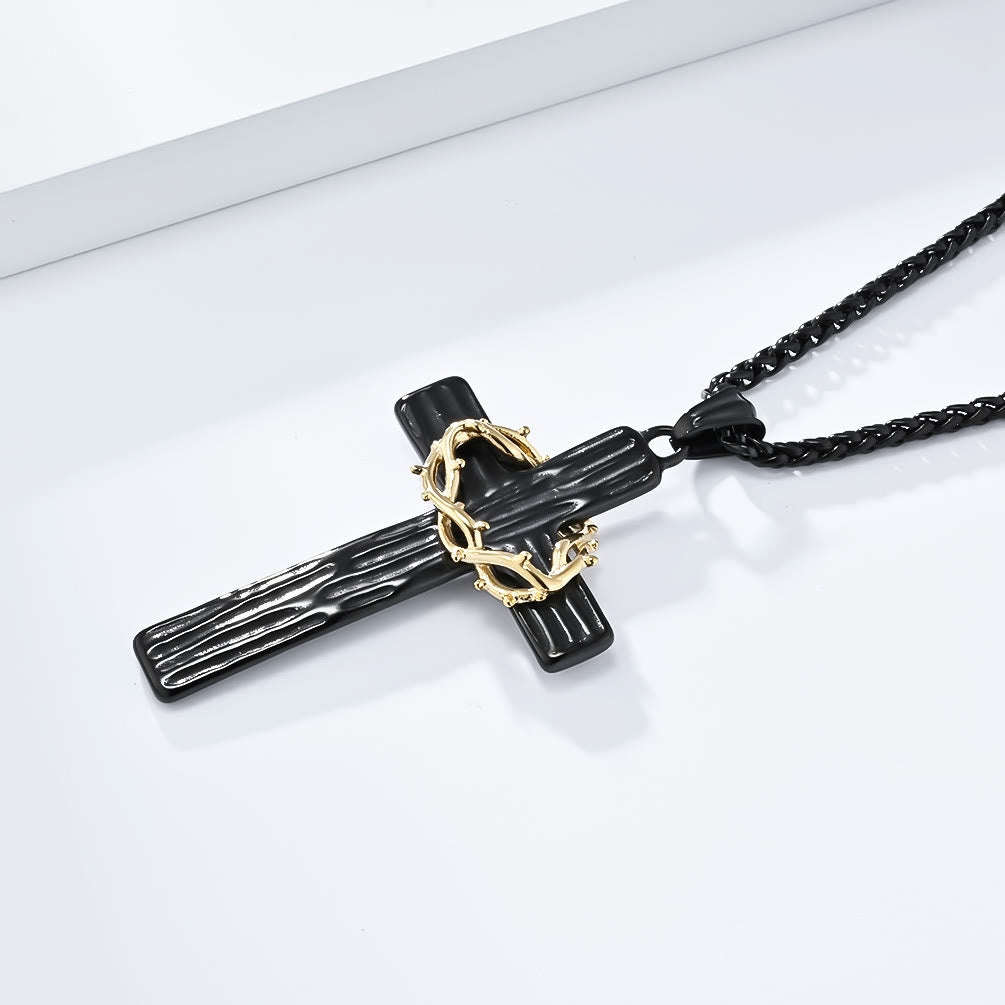 Christianartworkshop Modern Style Jesus Crown Of Thorns Cross Sacred Protection Pendant Necklace - image 6