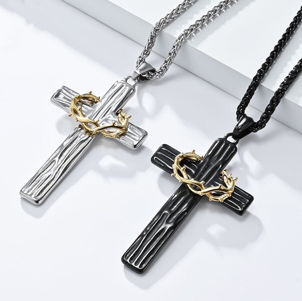 Christianartworkshop Modern Style Jesus Crown Of Thorns Cross Sacred Protection Pendant Necklace - image 8