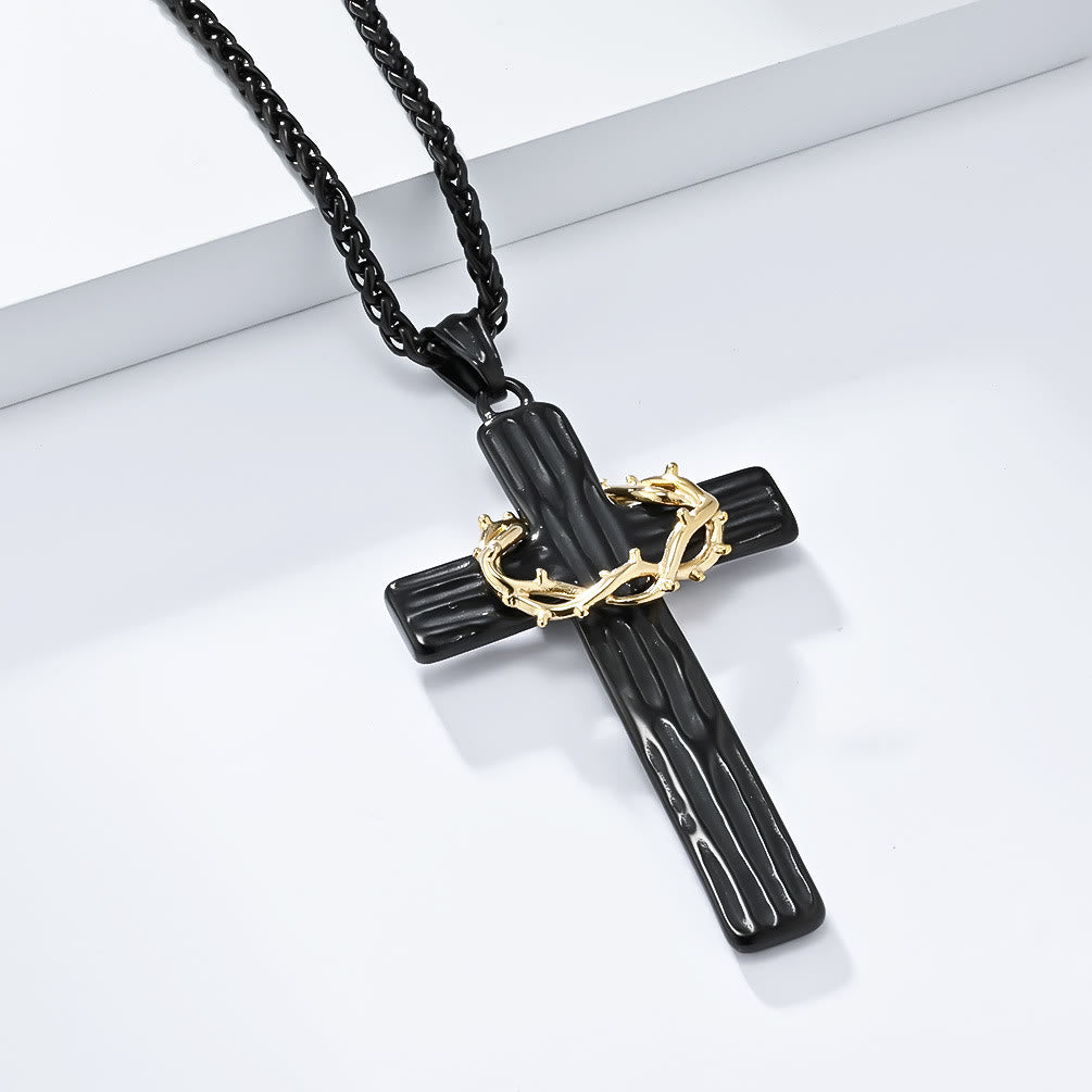 Christianartworkshop Modern Style Jesus Crown Of Thorns Cross Sacred Protection Pendant Necklace - image 5