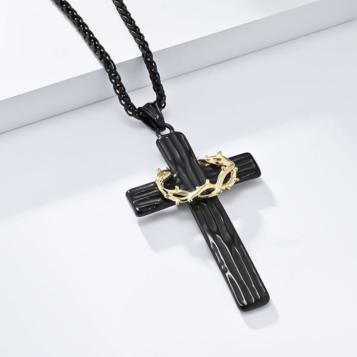 Christianartworkshop Modern Style Jesus Crown Of Thorns Cross Sacred Protection Pendant Necklace - image 5